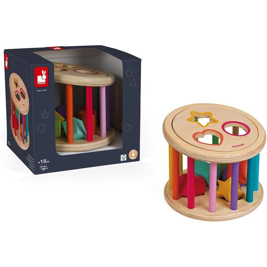 Janod - I wood Shape - Sorter Drum - Wooden