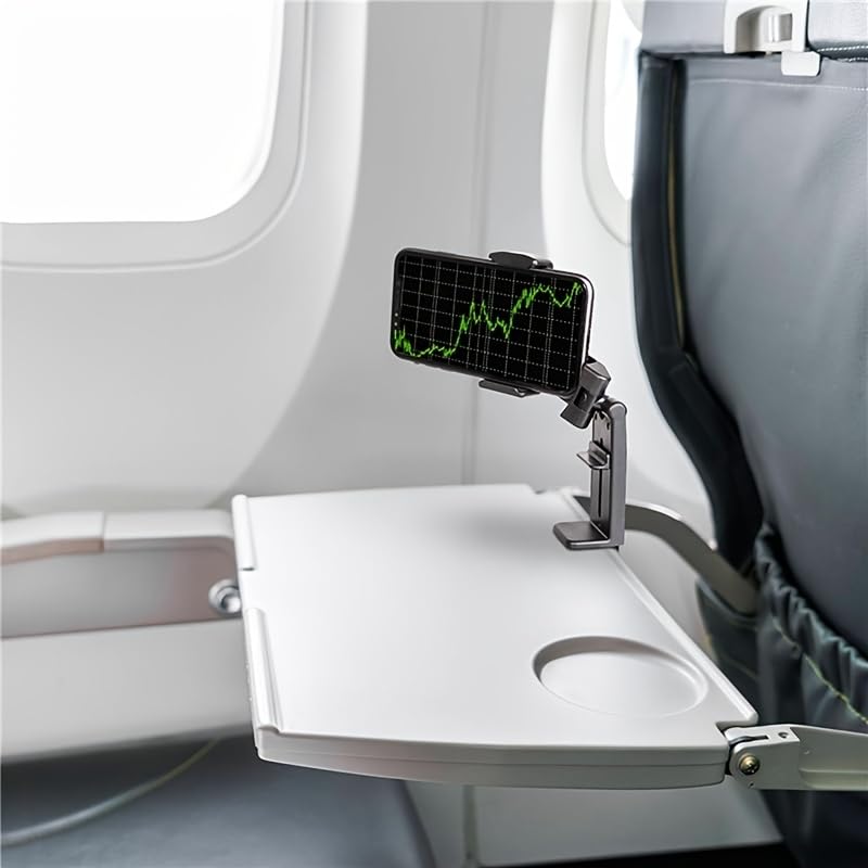 Airplane Phone Holder, Portable Travel Stand Desk Flight Foldable Adjustable Rotatable Selfie Holding Train Seat Stand, Seat Bracket - Medaid International