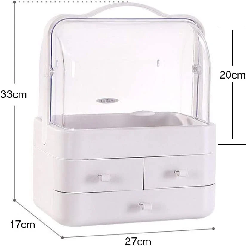 Dustproof Makeup Organizer with 3 Drawers – Waterproof Cosmetic Storage Box - Medaid International