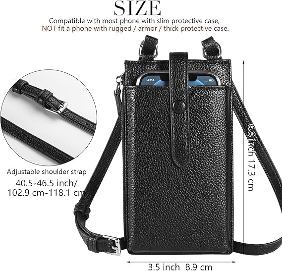 TERRIFI Women's Small Crossbody Bag and Cell Phone Wallet with Adjustable Shoulder Strap and Card Slots for iPhone 15 14 13 Pro Max and Most Smartphones Under 6.6 Inches Compact Lightweight Mini Bag