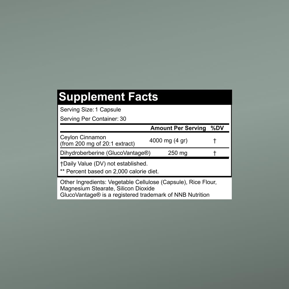 SugarMD Super Berberine Supplement – 250mg GlucoVantage Dihydroberberine with Ceylon Cinnamon - 5X More Absorbable Than Regular Berberine – 30 Capsules (30 Day Supply) - Medaid International
