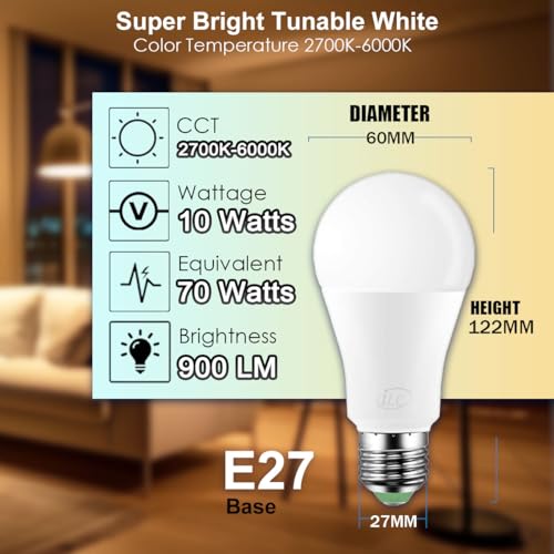 ILC - Colour Changing LED Bulb E27 RGBW, App Controlled, Music Sync, Dimmable