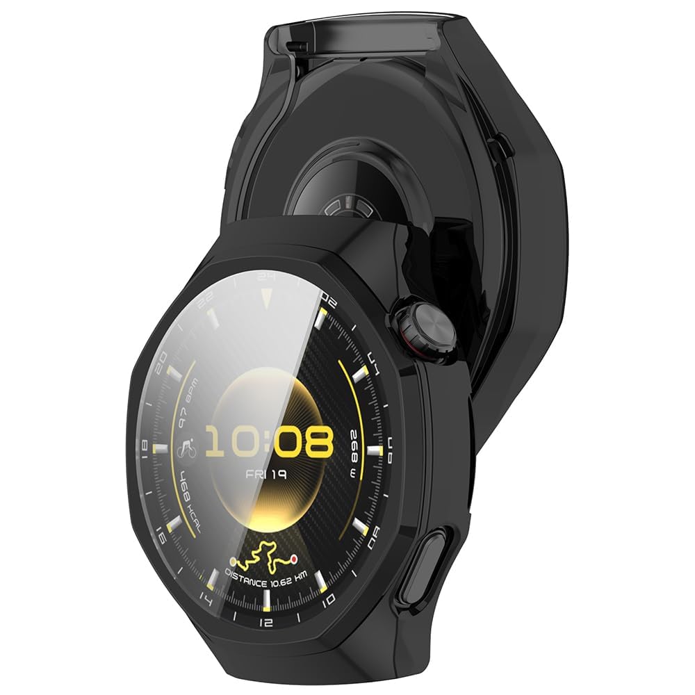 KASTWAVE for Huawei Watch GT6 Pro 46MM Watch Case, 2Pcs High Transparency All-Round Protective Case with Screen Protector, HD Tempered Glass Watch Case Cover Compatible with HUAWEI GT6 Pro Accessories