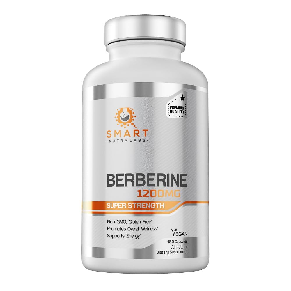 Smart Nutra Labs Premium Berberine HCL 1200mg- 180 Vegan Capsules, 100% Pure Berberine Supplement- Non-GMO, Gluten Free - Medaid International