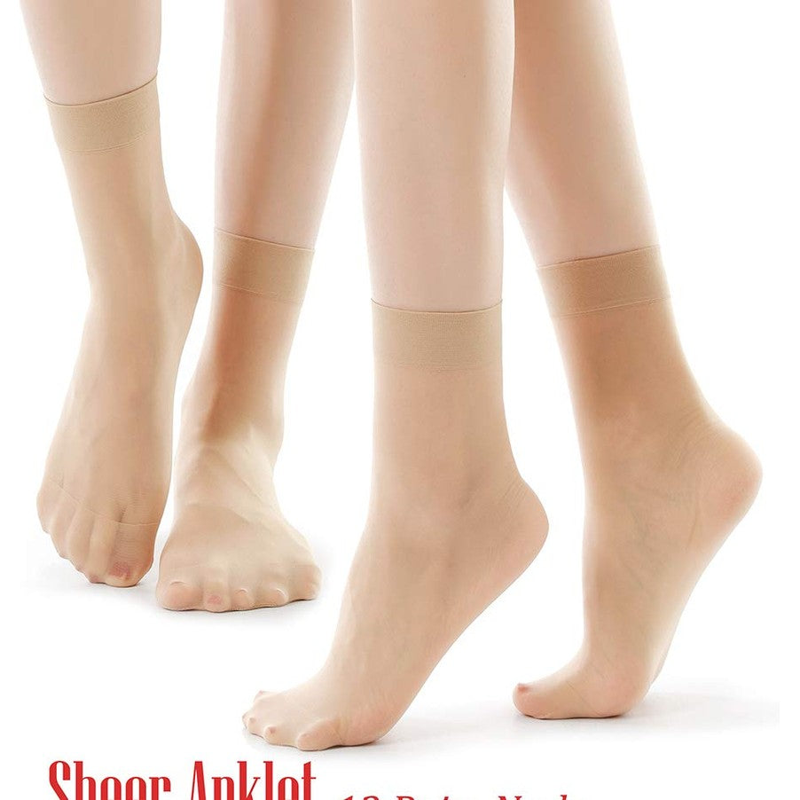 G&Y 12 Pairs Ankle Nylon Socks for Women - 20D Sheer Pantyhose Socks (12 Nude) - Medaid International
