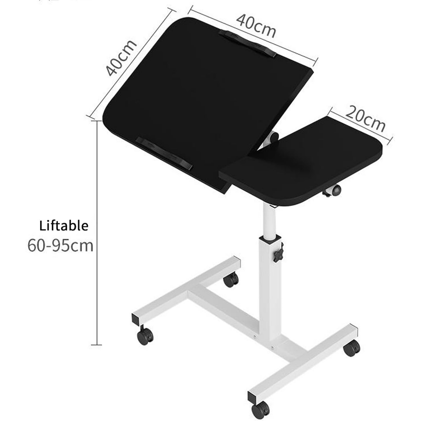 Height Adjustable Side Table with Wheels – Laptop Stand, Bed & Overbed Table for Living Room & Bedroom AS13 - Medaid International