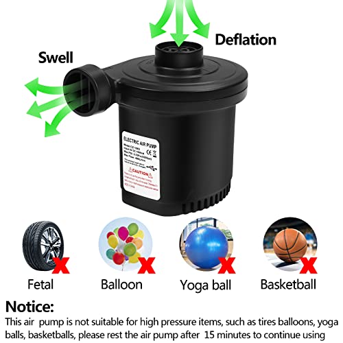 Czemo - Portable Electric Air Pump with USB Charging, 3 Nozzles, Quick Inflation
