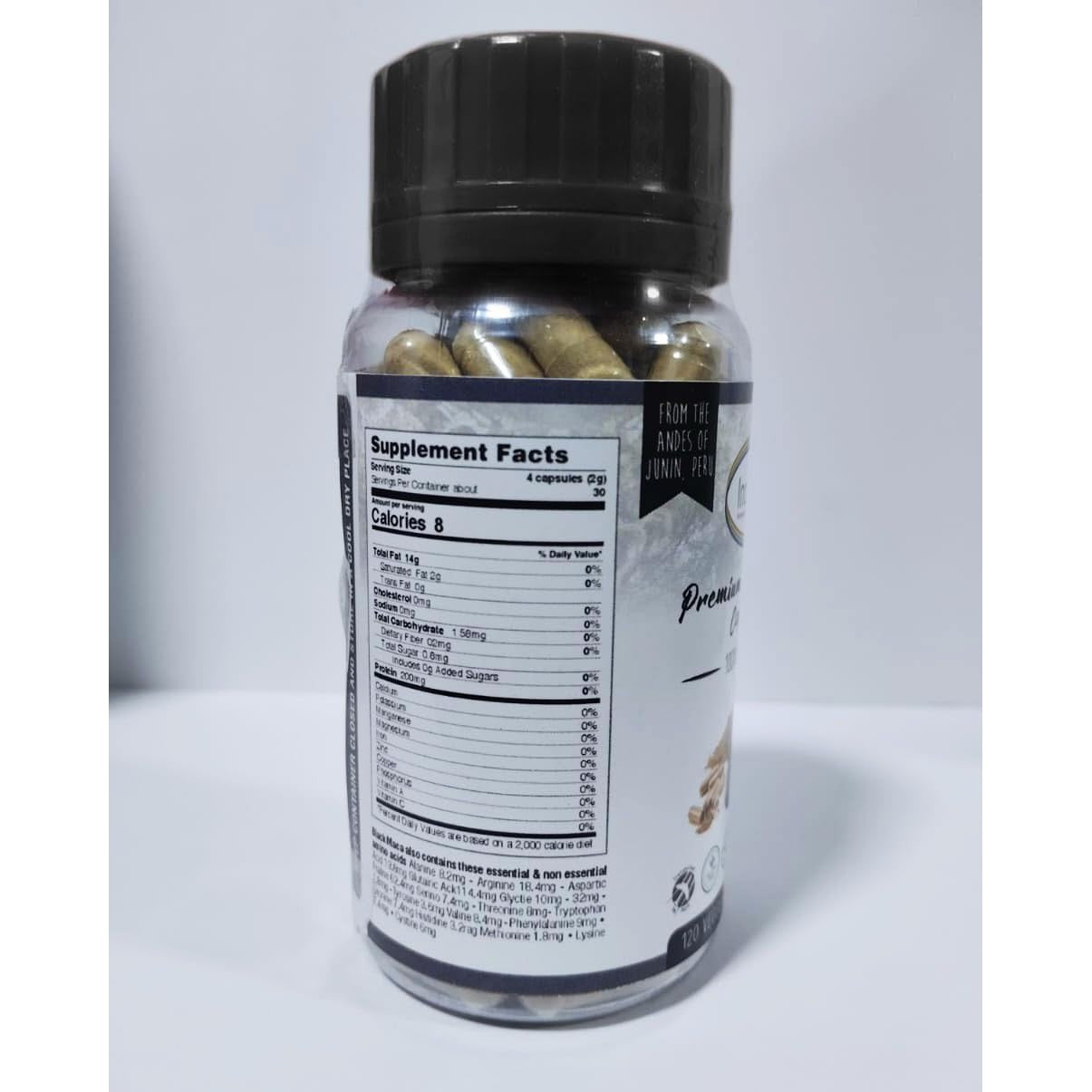 Incaliving- Premium Black maca Veggie caps 120ct.100% Organic Authentic maca from Peru: Gluten Free Non GMO, take After a Workout or Early in The Mornings. - Medaid International