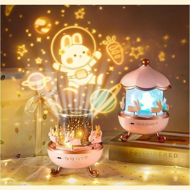 Galaxy Bunny Carousel Star Projector Lamp