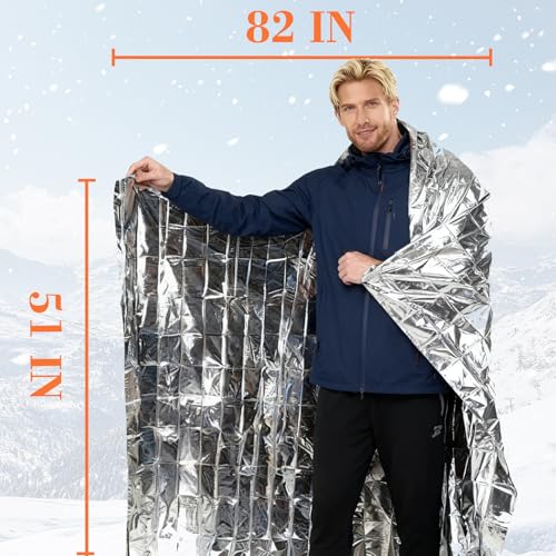 4 Pack Emergency Blankets, 51 * 82 in Space Blanket Survival Gear kit Camping Blanket, for Outdoors, Hiking, Bug Out Bag, or First Aid 1