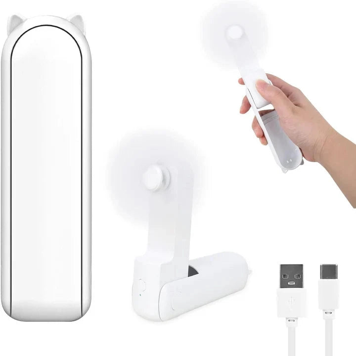 2 in 1 PowerBank Mini Handheld Fan – USB Rechargeable, Foldable & Portable Pocket Fan, Quiet Operation for Travel, Home & Outdoor