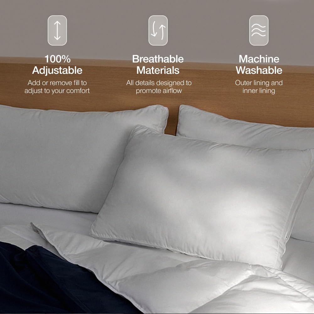 Coop Home Goods Essence Down Alternative Pillow Set of 2, Queen Size, Best Pillows for Sleeping, Adjustable Alternative to Down Pillows, Luxury Hotel Pillow for Back, Stomach or Side Sleepers - Medaid International