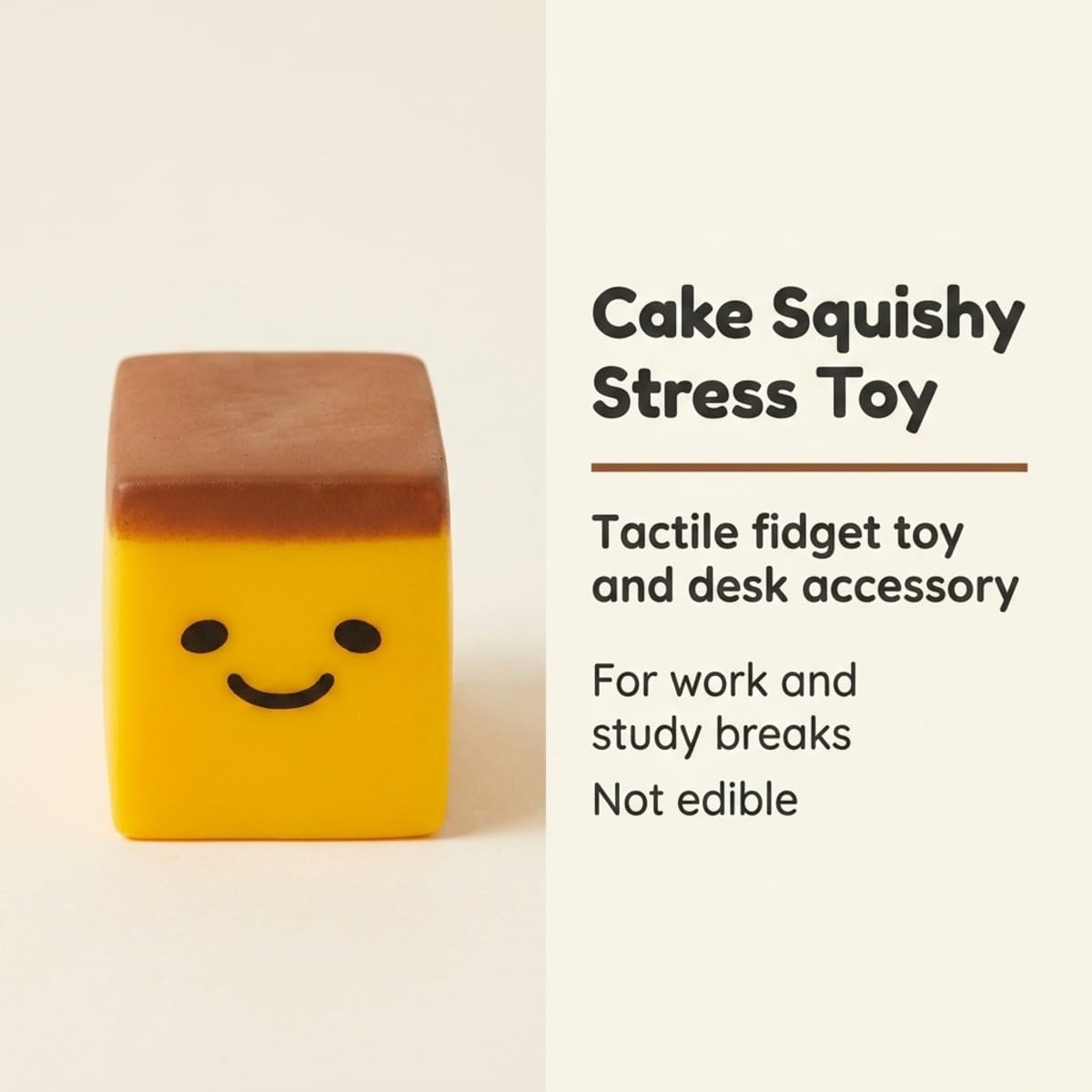 Honey Cake Squishy Sensory Stress Relief Toy,1 PCS Food Shaped Fidget for Desk Decor, Soft Press Ball with Flat Base, Tactile Handheld Tool, Non Edible Bakery Design for Work or Study Breaks
