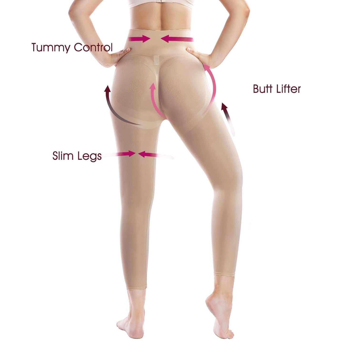 '+MD Shapewear for Women Tummy Control Seamless High Waisted Light Compression Footless Tights Leggings Body Shaper for HIPS and Thighs (Medium,Sienna) - Medaid International