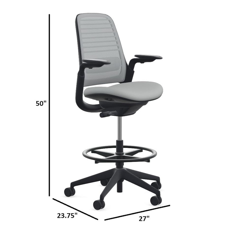 Steelcase Series 1 Stool Chair, Graphite Frame with 3D Microknit Fabric (Nickel) - Medaid International