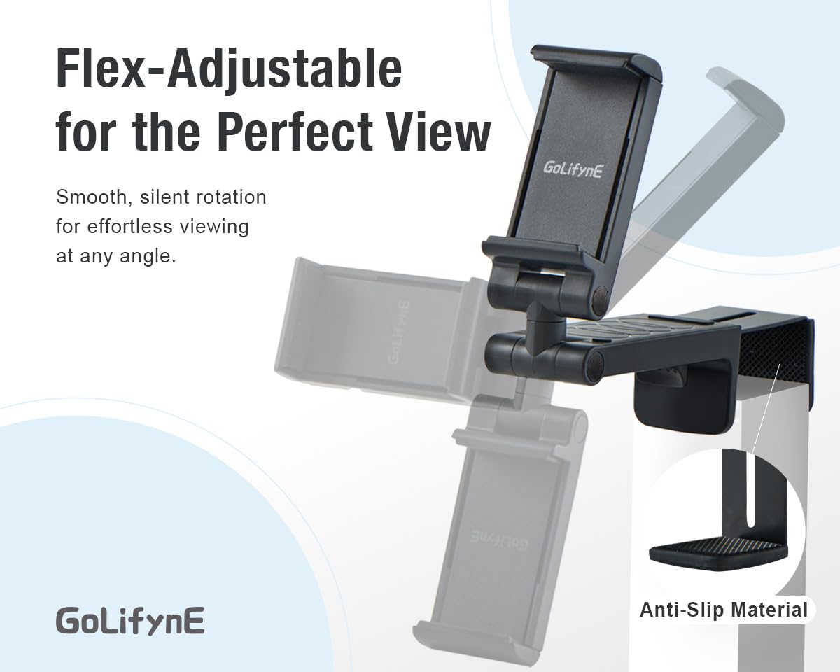 Golifyne Universal Airplane Phone Holder Mount, Handsfree Travel Essential with 360° Adjustable Clamp for Smartphones, Pocket-Sized Phone Stand Accessories for Flying Seat Backs and Tray Tables, Black - Medaid International