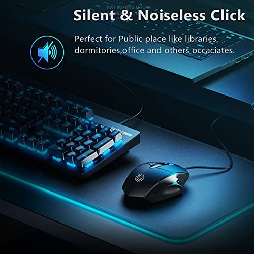 Censprin - Wired Silent Click Optical Mouse, Ergonomic Design for Home & Office
