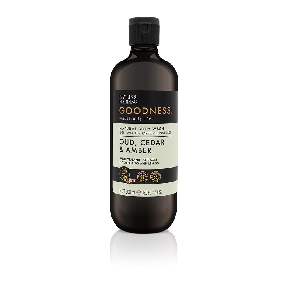 Baylis & Harding Liquid Body Wash Soap, Goodness, Oud, Cedar & Amber, 16.9oz/500ml, (3-Pack) - Medaid International