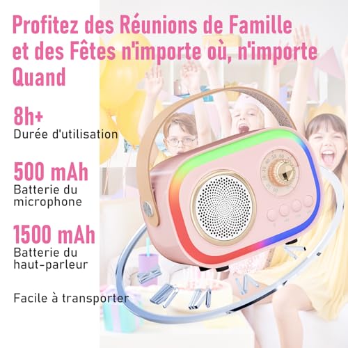 Etpark - Children's Karaoke Microphone with 2 Mics, 5 Rhythm Lights & 12 Voice Effects