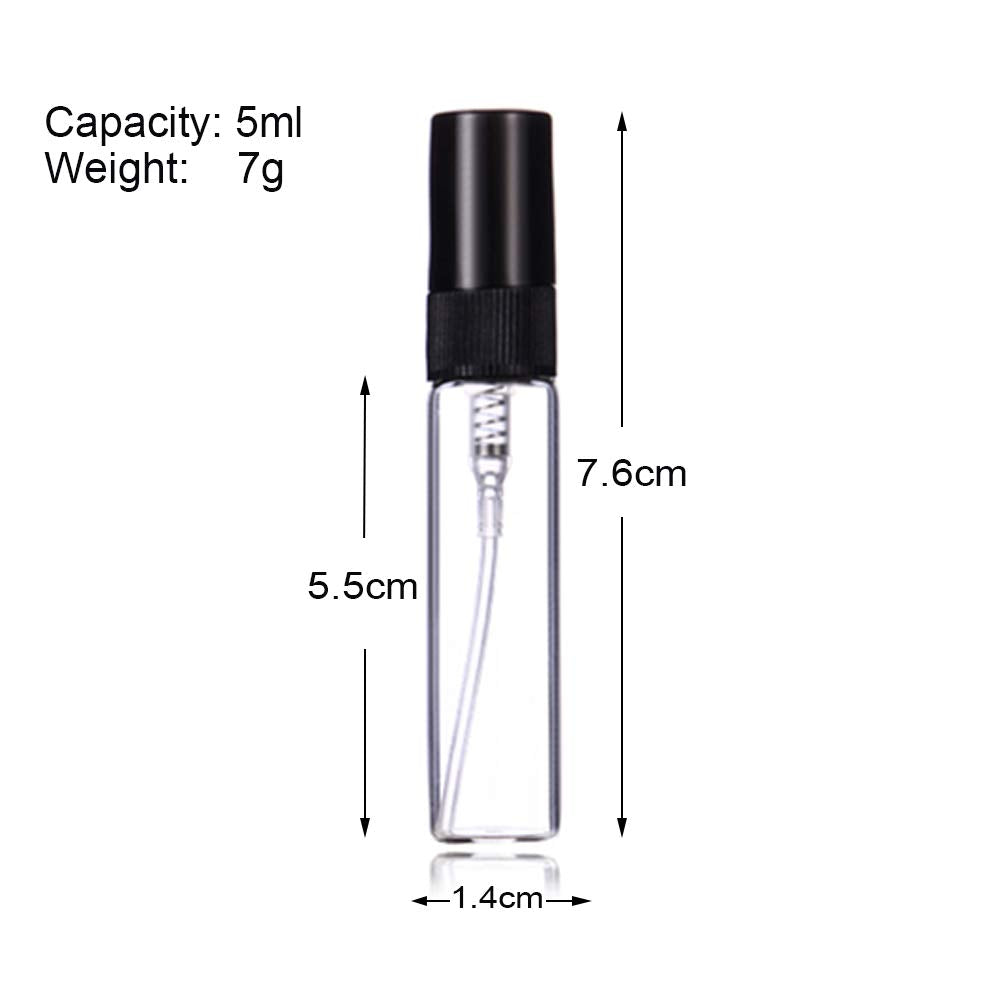 Enslz 5ml Perfume Mist Spray Bottles Refillable Mini Empty Travel Clear Refillable Atomizer Glass Bottles 20pcs (5ml) - Medaid International