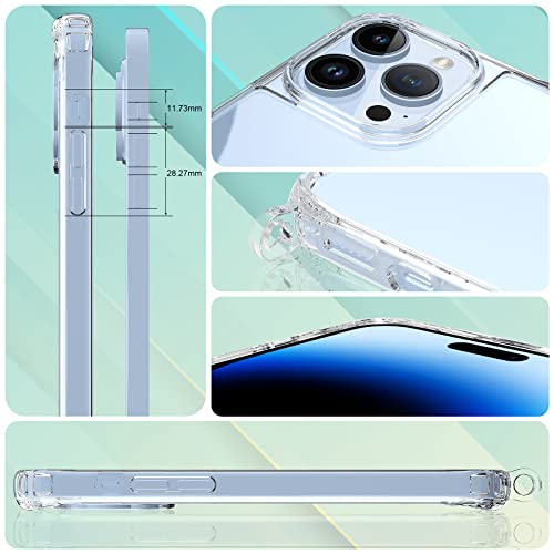 UyMo - Crossbody Case for iPhone 14 Pro Max, Transparent, Neck Strap, Includes Screen & Lens Protectors