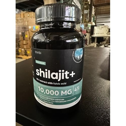 Thinbi Pure Himalayan Shilajit Organic Capsules with Fulvic Acid & Trace Minerals - 90 Count - Medaid International
