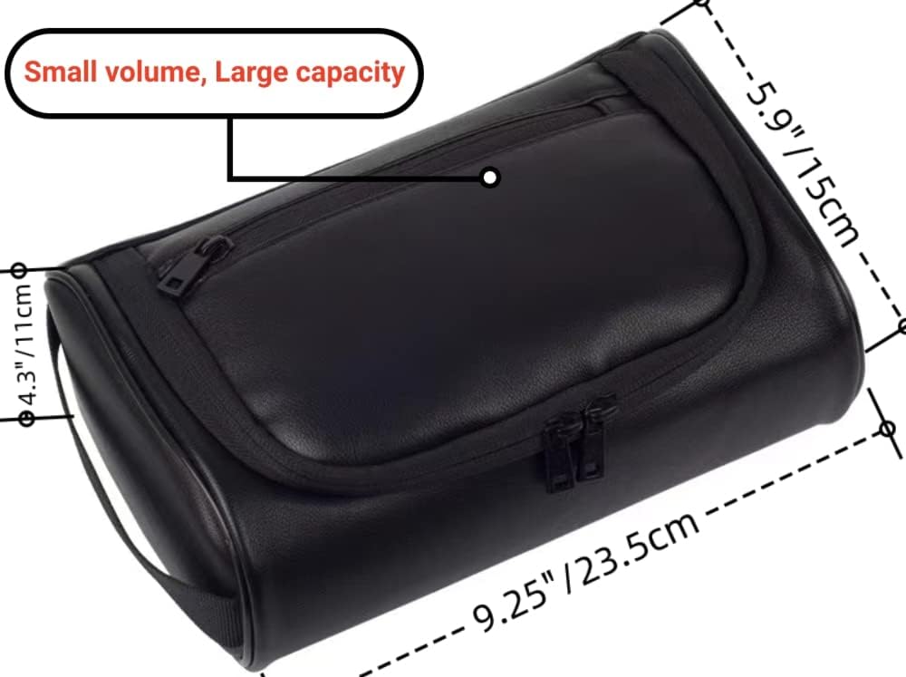 KASTWAVE Toiletry Bag for Men, Premium Quality Durable and Stylish Travel Organizer, Waterproof Leather Dopp Kit for Men, Toiletries Accessories, for Travel, Grooming and Personal Care (Black)
