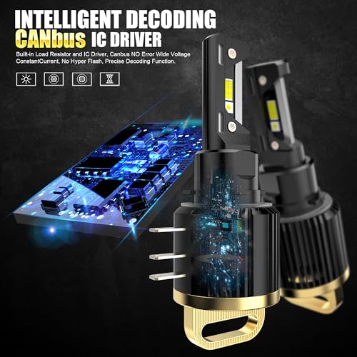 D-Lumina - H15 LED Headlight Bulb, 130W, 26000LM, 6500K, Error Free, Pack of 2