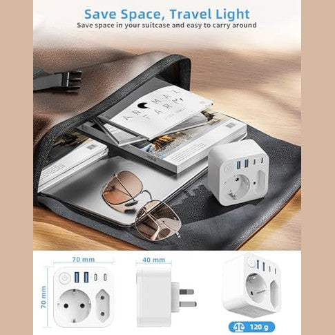 Sudeery - Australia Germany Travel Adapter with 4 USB Ports & Type C Support