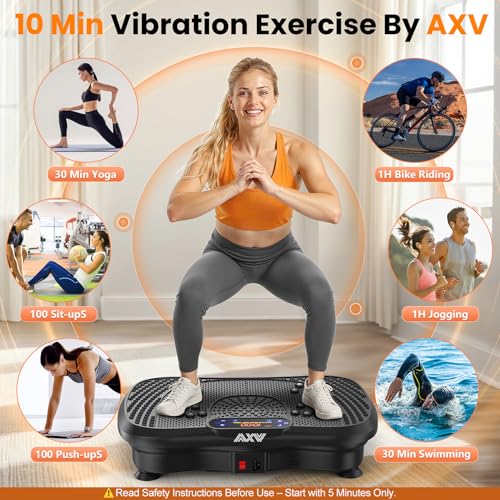 AXV Vibration Plate Fitness Platform Exercise Machine Vibrating Shaking Full Body Shaker Workout Vibrate Stand Shake Board Sport Gym for Weight Loss Fat Burner for Women Men Darkgray