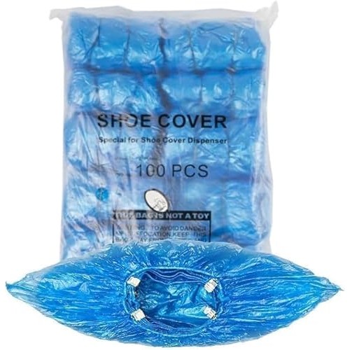SnowFun 100Pcs T-Buckle Shoe Covers for Automatic Dispenser Machine | Thickened Plastic, Waterproof, Anti-Slip, Anti-Static | Home & Hospital Use