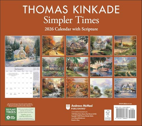 Thomas Kinkade Collector's Scripture Edition 2026 Deluxe Wall Calendar + Print - Medaid International