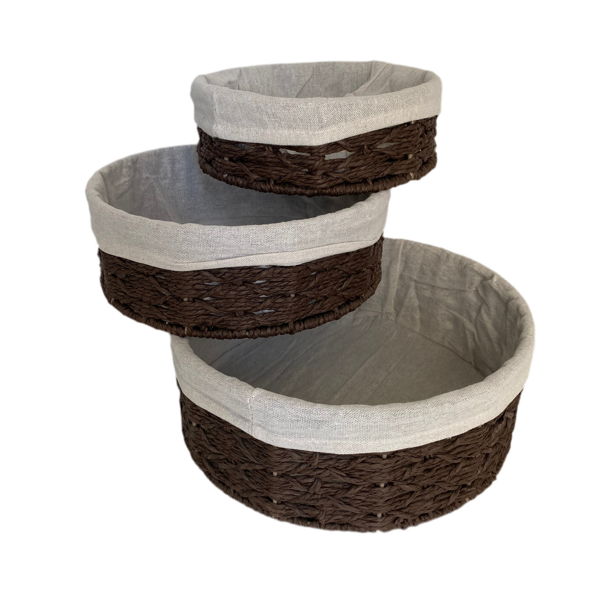 3 Pcs Round Woven Basket Set
