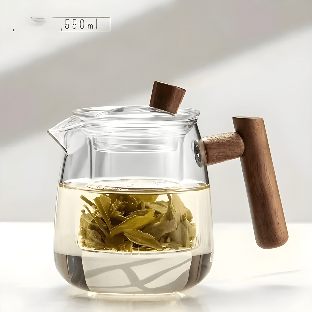 Handmade Glass Teapot with Infuser – 480ml + 4 Cups
