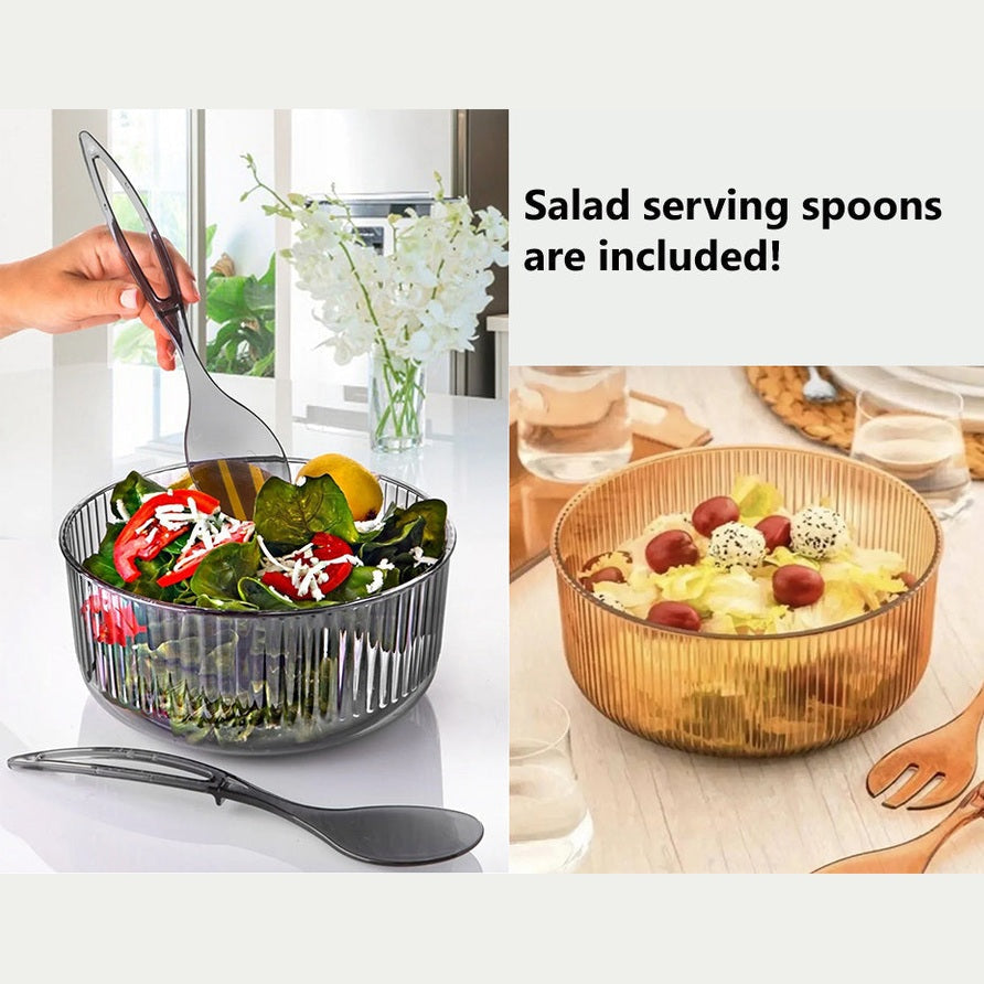 Acrylic Salad Bowl 23 cm with Serving Salad Spoons