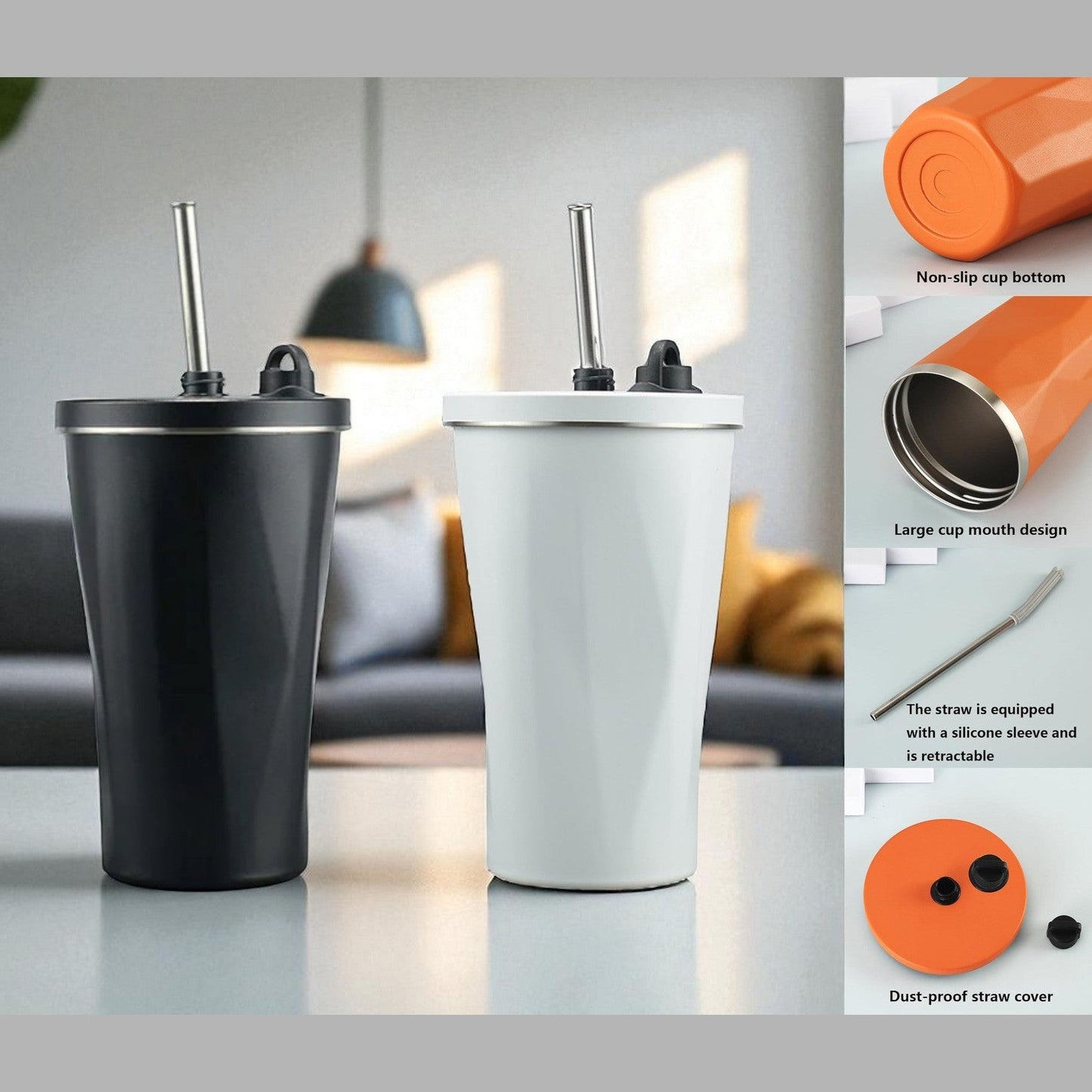 Leak Proof 600 ml Travel Cup with SS Straw