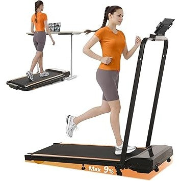 5HP Under Desk Treadmill, 2 in 1 Folding Treadmill, Portable Walking Pad Treadmill WalkingJogging for Home,Office,Installation-Free with Remote Control, Holder, LED Display, Large Running Belt