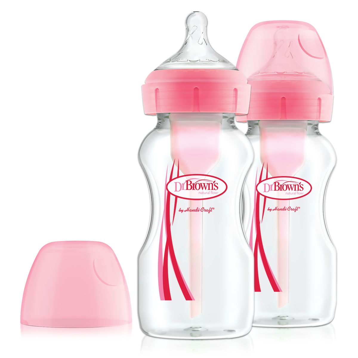 Dr. Brown's Pack Of 2 Pink 270 Ml Wide-Neck Bottles