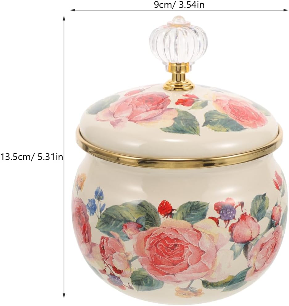 Ciieeo Vintage Floral Cookie Jar with Lid