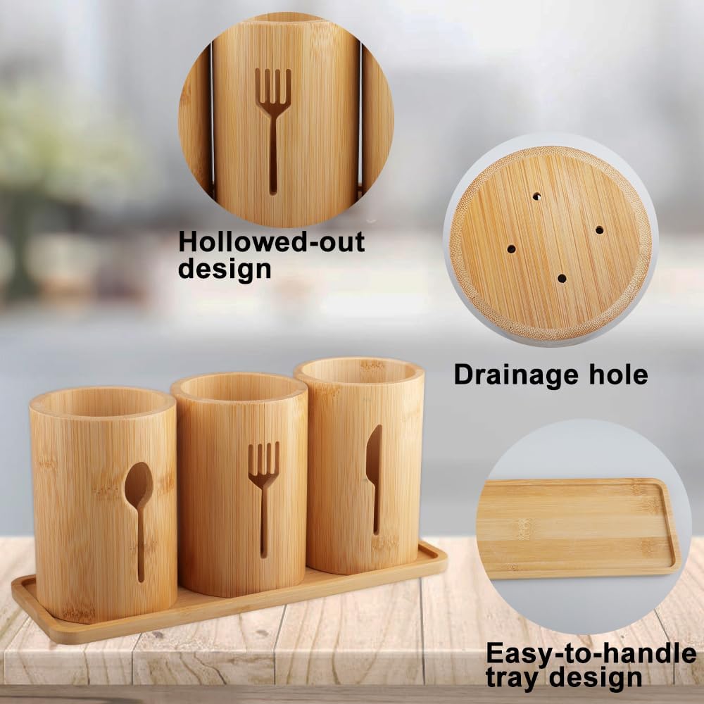 Bamboo Kitchen Utensils Holder
