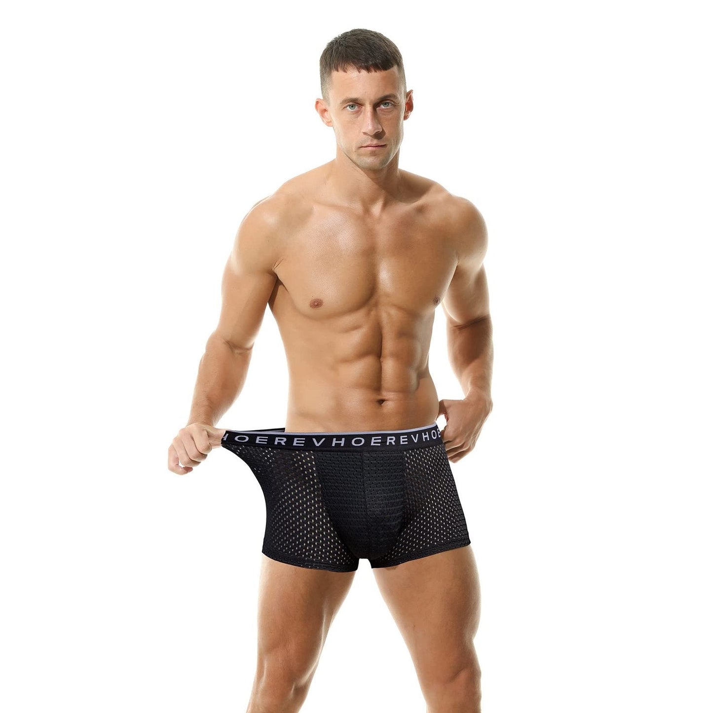 Hoerev Pack of 4 Mens Comfortable, Breathable Boxer With Mesh Holes,Black,L - Medaid International