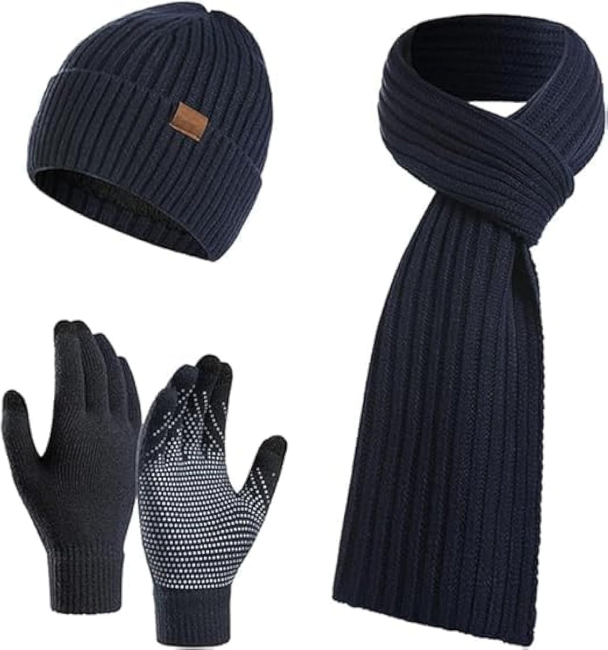 Kastwave Unisex-adult 3pcs Winter Beanie Hat Scarf Gloves Set