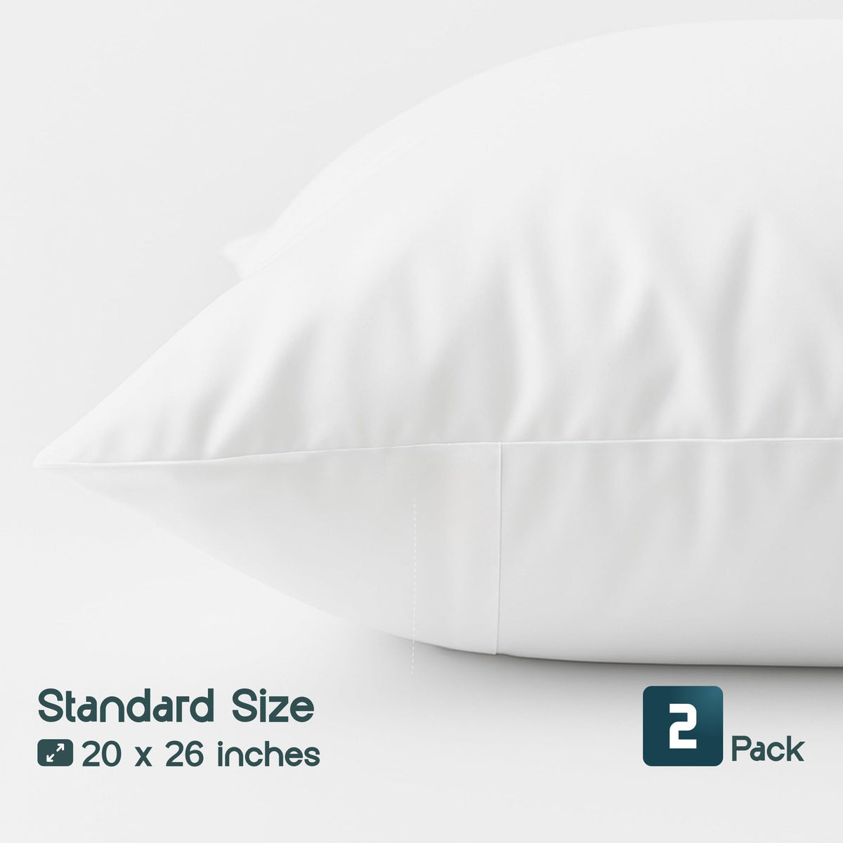 White Classic Luxury Hotel Collection Zippered Style Pillow Cover, 200 Thread Count, Soft Quiet Zippered Pillow Protectors, Standard Size, Set of 2 Pillow Shams - Medaid International