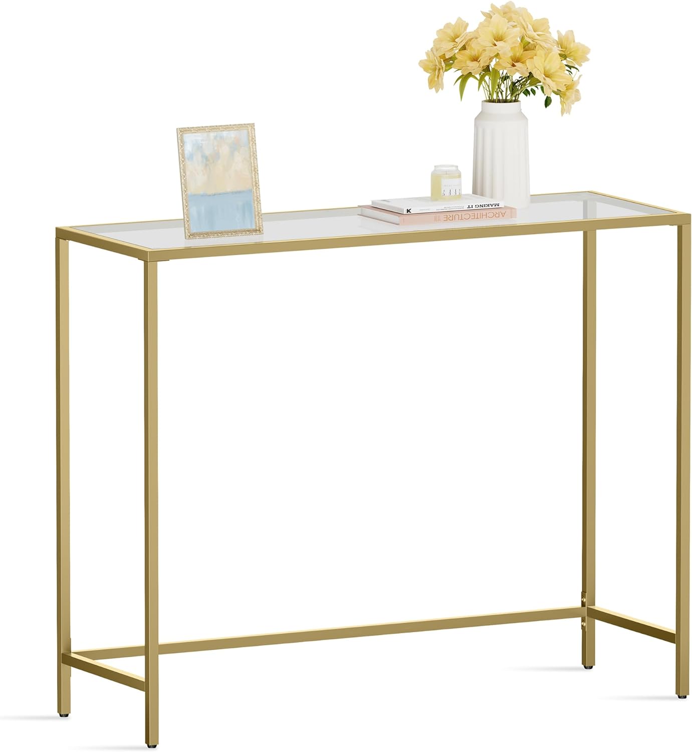 VASAGLE Tempered Glass Sofa Table