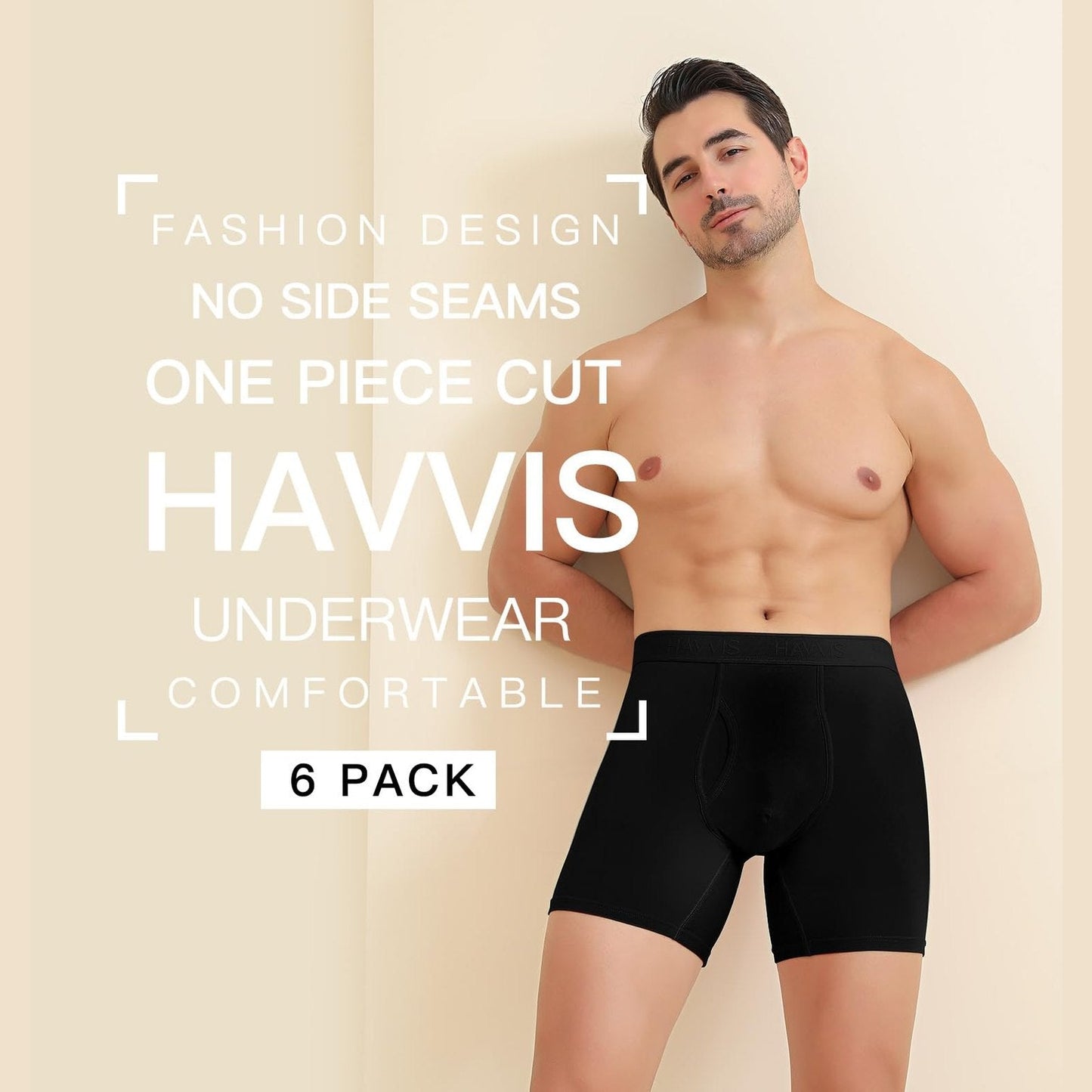 HAVVIS Men's Performance Underwear Boxer Briefs Soft Comfortable Bamboo Viscose Underwear for Men Multipack (L, Boxer Briefs : C05-6 Pack - Black) - Medaid International