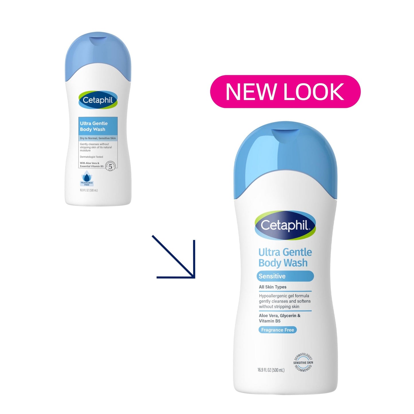 Cetaphil Ultra Gentle Refreshing Body Wash, For Dry to Normal, Sensitive Skin, 16.9oz Pack of 3, Aloe Vera, Calendula, Vitamin B5, Hypoallergenic, Paraben Free, Fragrance Free, Dermatologist Tested - Medaid International