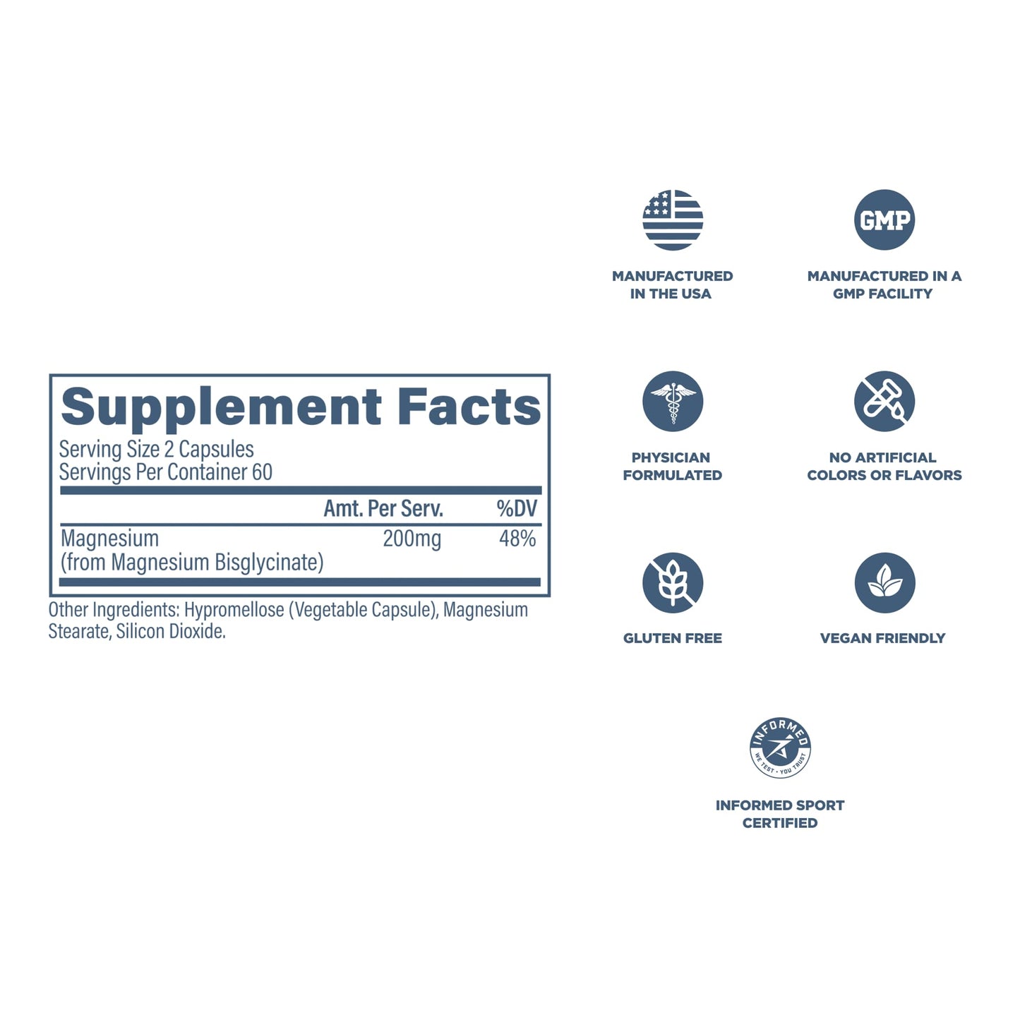 Revive MD Pure Magnesium Glycinate 200mg – High Absorption Supplement for Relaxation, Stress Relief, Sleep & Memory Support – Promotes Strong Bones, Healthy Nerve & Muscle Function (60 Servings) - Medaid International