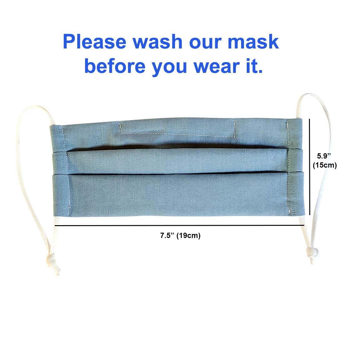 100% Cotton Korean Reusable Washable Adjustable Metal Strip Face Mouth Mask 2 Pack Double Layer Anti-Dust Fashion Outdoor Cloth Cover (Blue) - Medaid International