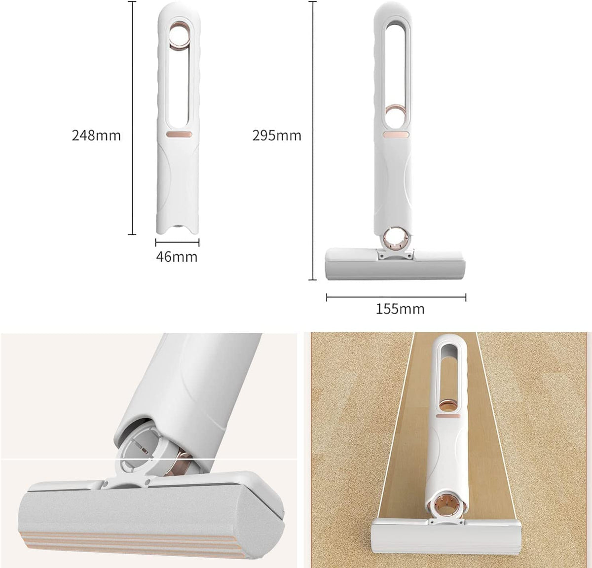 KASTWAVE Portable Mini Mop, Hand-Free Squeeze Mop, Wash-Free Strong Absorbent for Bathroom and Kitchens