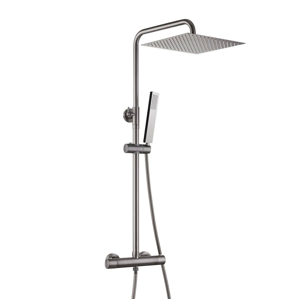 Görbach Stainless Steel Shower System, Shower Set without Luminaire, Rain Shower, Overhead Shower Set Chrome Square (SJ-E3030CP)